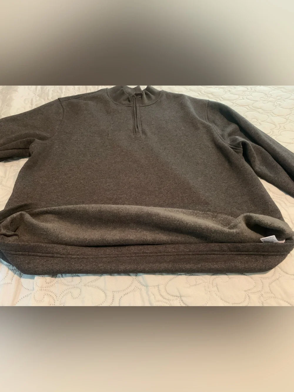 George Men’s Quarter Zip Pullover Sweater Fleece Lined Charcoal Gray Large 42-44